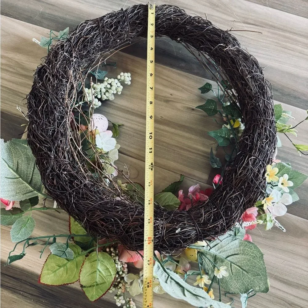 Spring Easter Egg Pink Floral Greenery Wreath